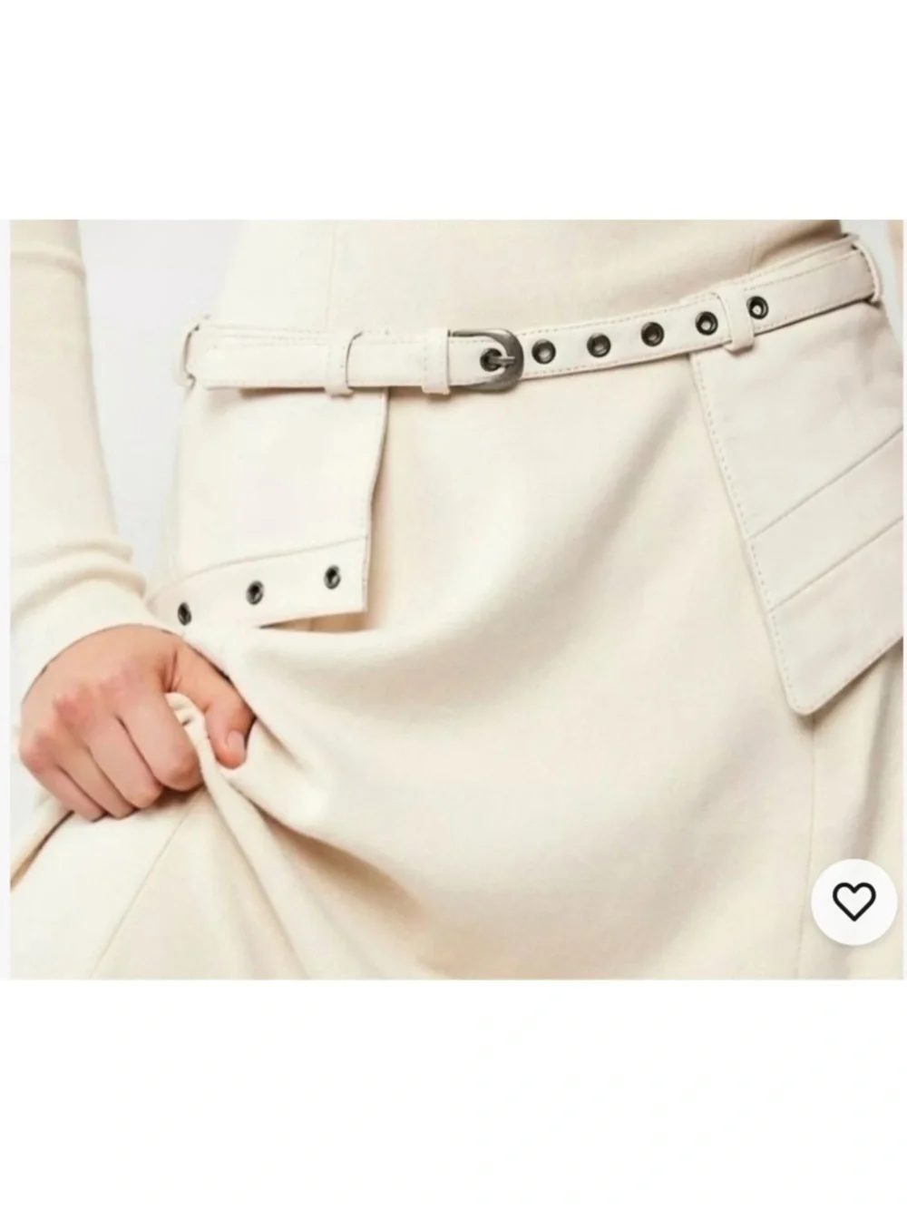 Free People Daytona Bone/Ivory Color Leather Skirt Belt ‎ Size S